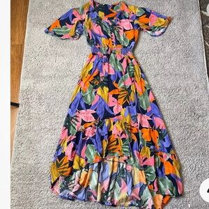 Anthroplogie Abel The Label women’s Floral High Low Dress Ruffle Hem size S‎